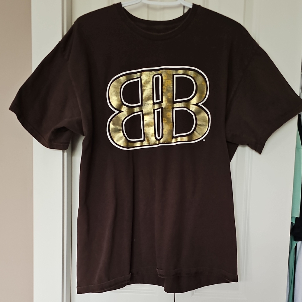 "Big Black" Brown T-Shirt with Gold Logo. Rob & Big.